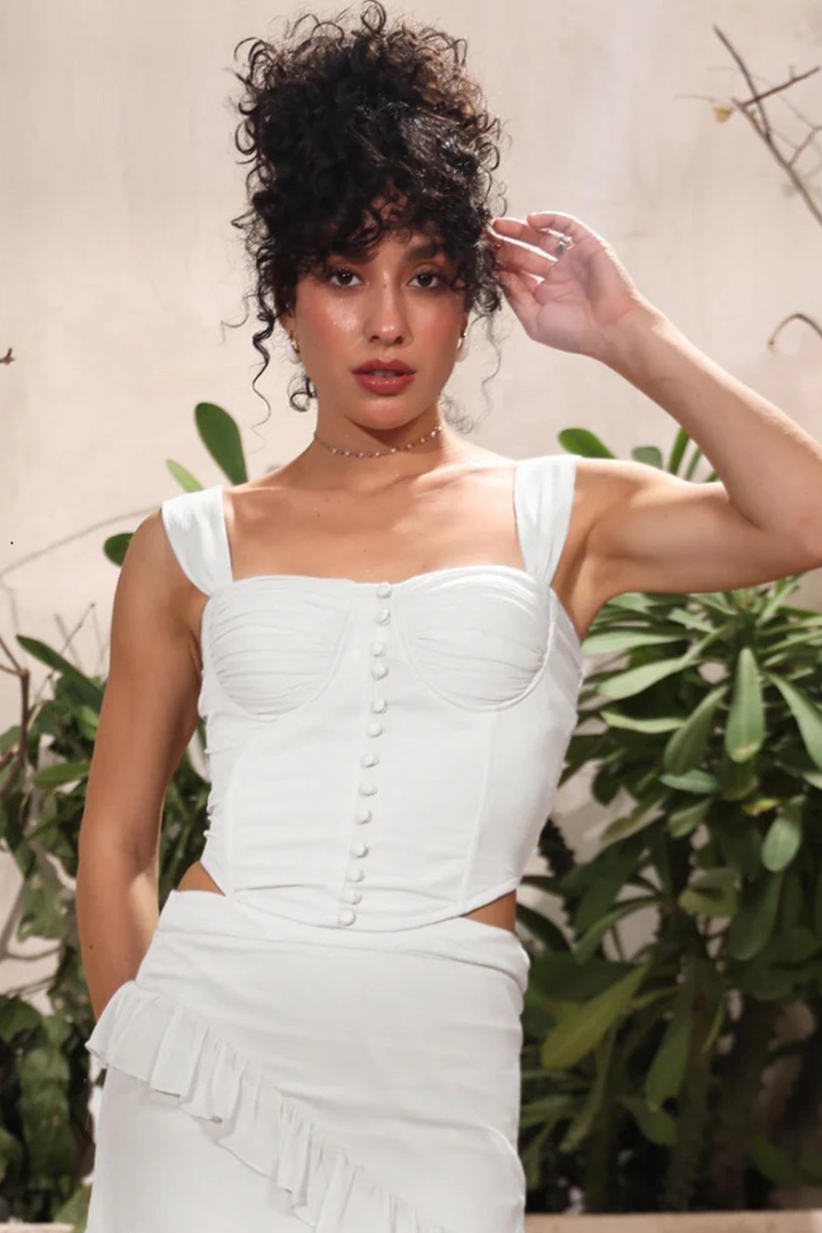 Buy White Chiffon Bustier Crop Top for women online available at ScrollnShops